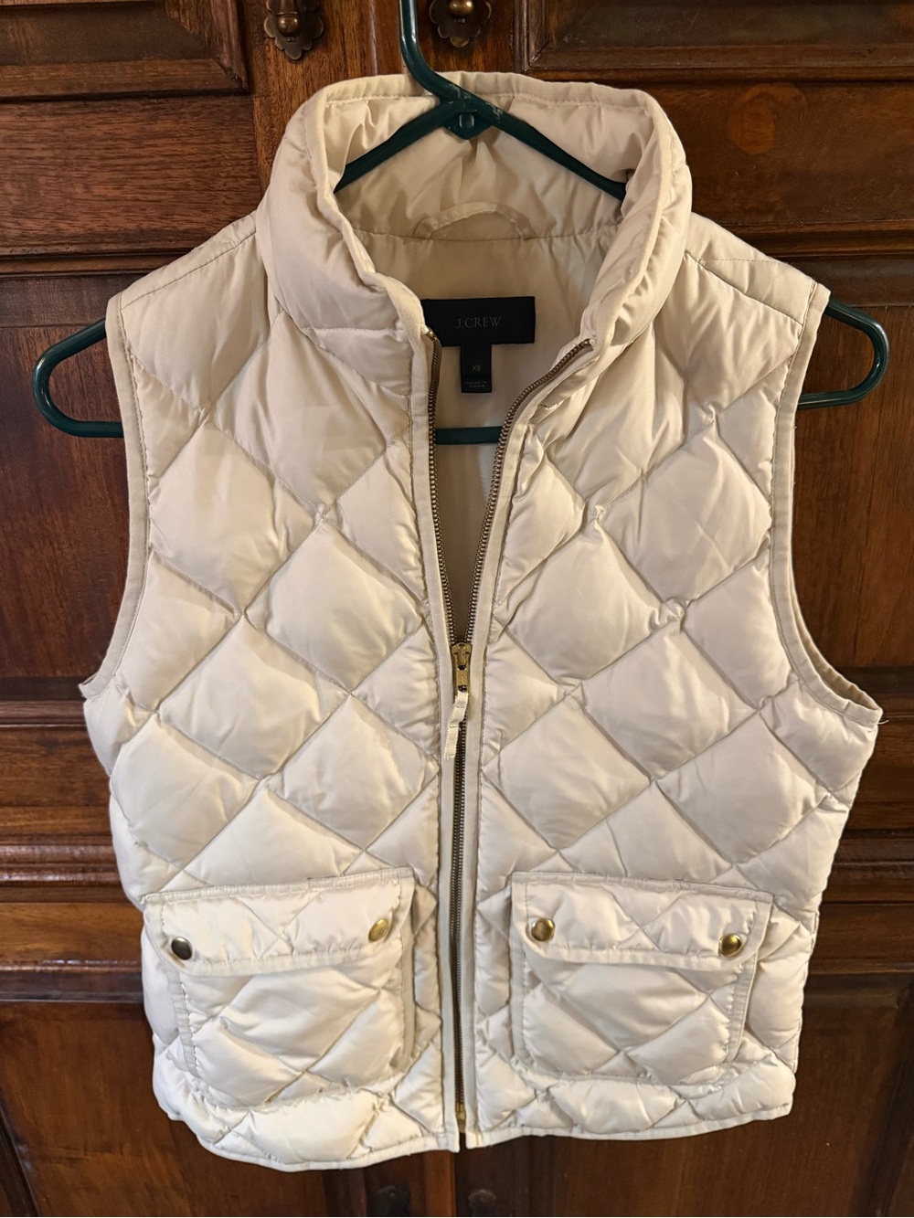 J Crew Down Puffer Vest Women’s Ivory Cream Quilted Size XSMALL